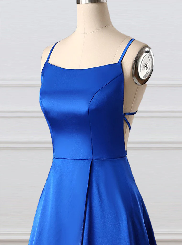 Royal Blue A-Line Prom Dress Side Split Evening Dress  gh1070