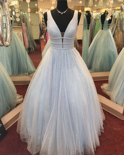 Sexy Deep V-Neck Straps Long Prom Dress,Sparkly Evening Dress gh1185