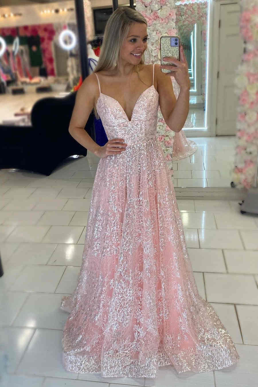 Princess Blue Straps A-Line Long Prom Gown gh1136