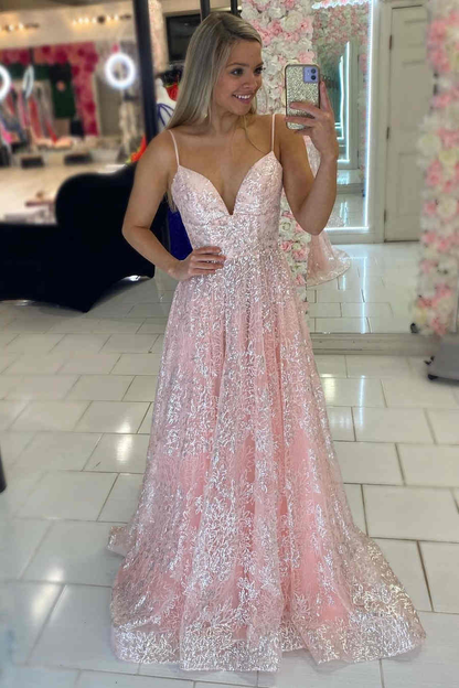 Princess Blue Straps A-Line Long Prom Gown gh1136
