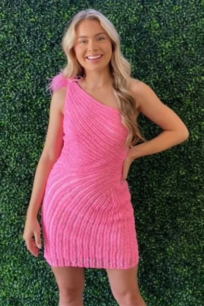 Mint green exquisite beading stylish one shoulder bodycon mini homecoming dress cocktail party dress gh1212