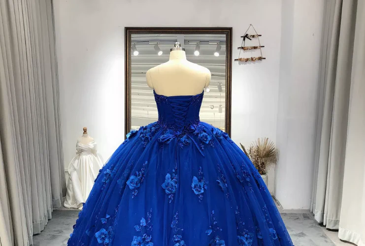 Vestido de quinceañera azul real, vestido de baile con apliques florales, vestidos de princesa para dulces 16