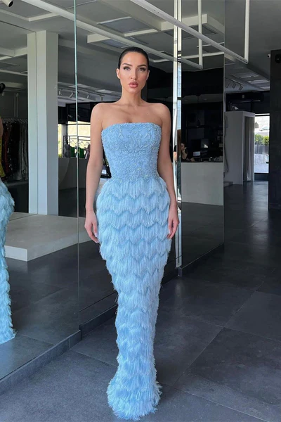 Mermaid off-the-shoulder floor-length long sleeve applique lace feather ball gown gh2463