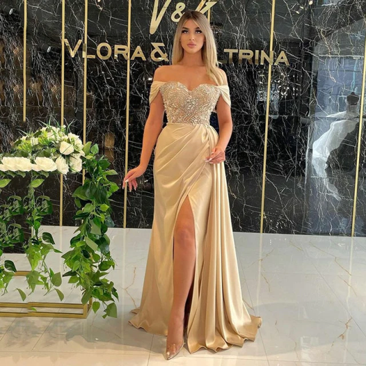 OFF THE SHOULDER GLITTER PROM DRESS  gh2027