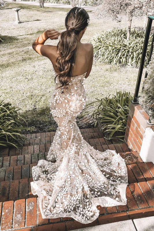 Glamorous Mermaid Sweetheart Sleeveless Tulle Long Prom Dresses With Appliques gh2490