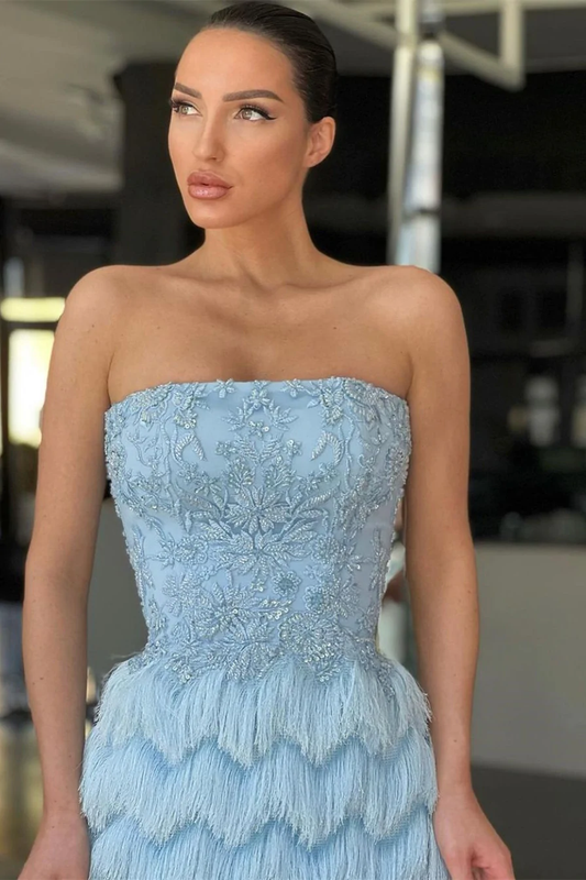 Mermaid off-the-shoulder floor-length long sleeve applique lace feather ball gown gh2463