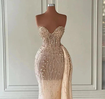 Gorgeous Sweetheart Mermaid Tulle Evening Dress With Rhinstone Sequins gh2725
