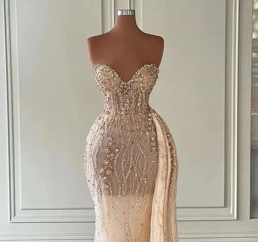 Gorgeous Sweetheart Mermaid Tulle Evening Dress With Rhinstone Sequins gh2725