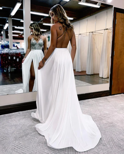 Charming Bodycon V Neck Sliver Sequins Short Prom Dresses with Detachable Train gh2525