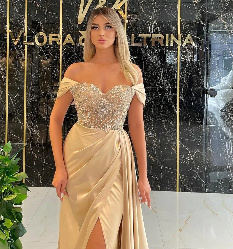 OFF THE SHOULDER GLITTER PROM DRESS  gh2027