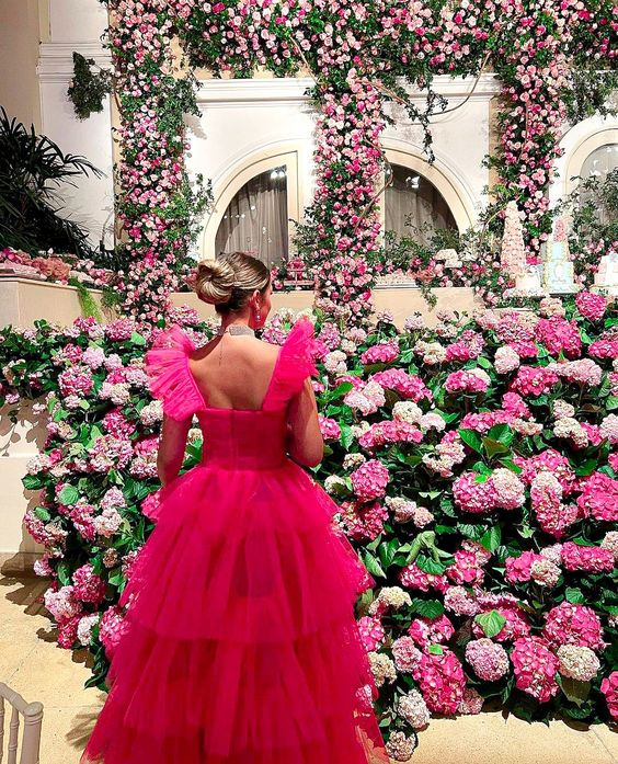 Vestidos de fiesta de tul en capas únicos, vestidos de gala, vestidos de noche largos