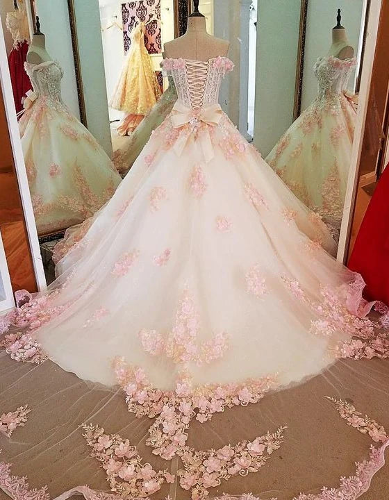 Elegante vestido de quinceañera rosa con apliques de corazón, largo hasta el suelo, para fiesta de graduación, cumpleaños, noche, baile, TP4418