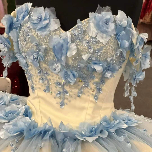Vestidos de baile Vestido para quinceañeras Apliques Flores Fiesta Princesa Dulce 16 Vestido Vestidos De 15 Años