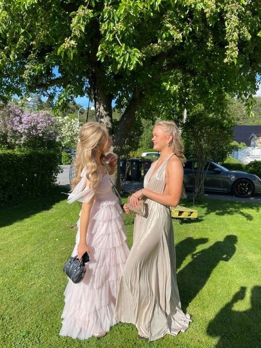 Light Pink Layered Prom Dress Long Formal Evening Gowns gh2882