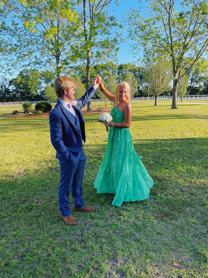 Green fashion halter neck long chiffon ball gown evening dress party dress gh2862