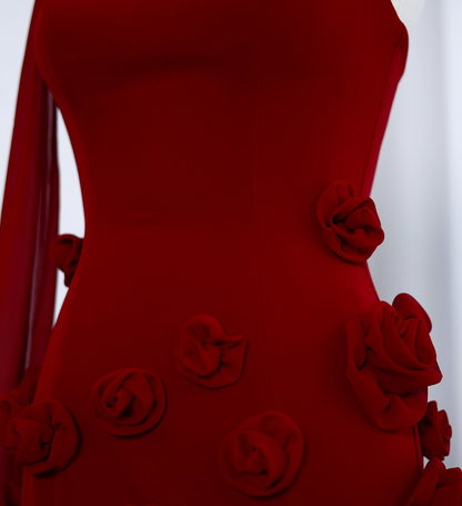 Stunning A Line Sweetheart Neck 3D Flower Burgundy Prom Dress Evening Dress SH2369