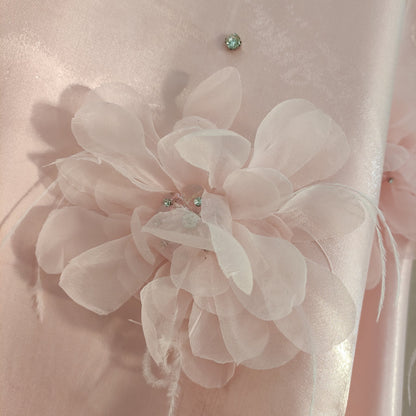 Cute A line Halter Pink Travel Vacation Dresses Short Satin Birthday Dress SD1245
