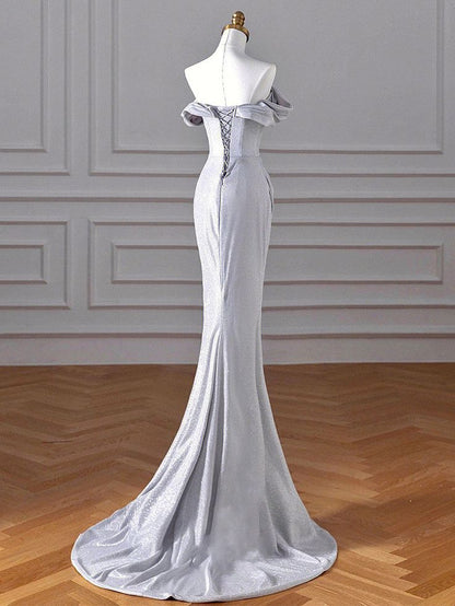 Pretty Mermaid Off The Shoulder Sequin Slit Long Prom Dresses Party Dress SD1334