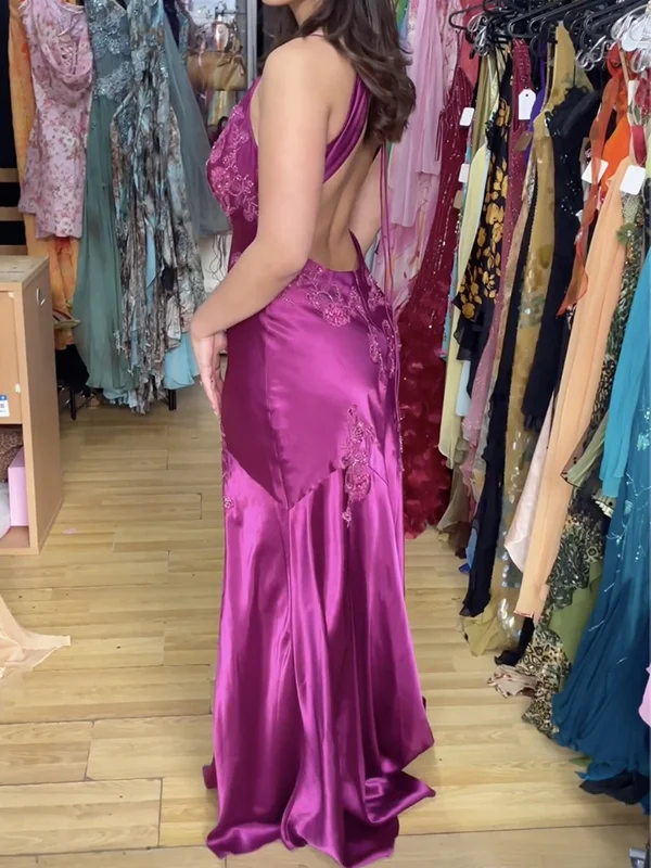 Fancy Mermaid Backless Long Prom Dress Spaghetti Straps Formal Dresses