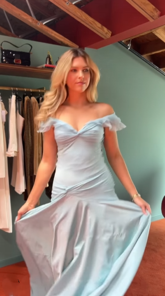 Classy Mermaid Off The Shoulder Light Blue Evening Dress Prom Birthday Dresses