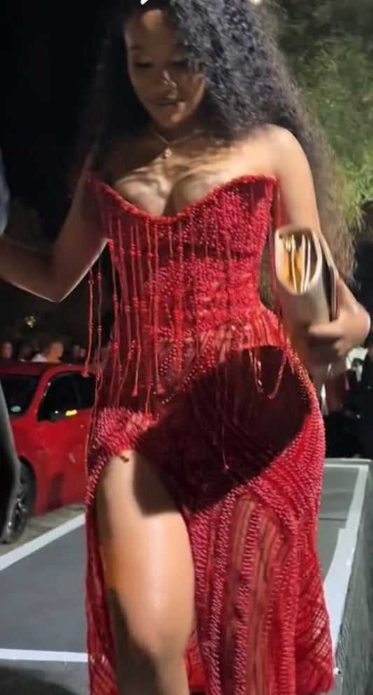 Hermoso vestido largo de sirena con escote corazón, rojo y negro, con lentejuelas y abertura para cumpleaños, fiesta de graduación, D2564