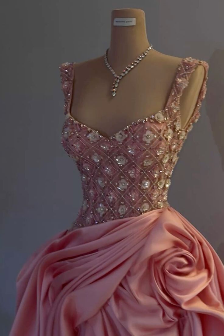 Vestido de fiesta sexy con tirantes finos, satén rosa, volantes, largo, para cumpleaños, graduación, D2571