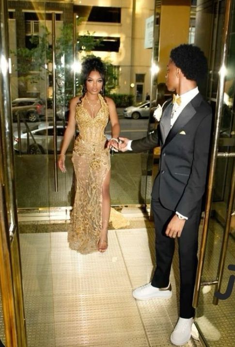Gorgeous Mermaid Halter Gold Black Girl Silver Sequin Slit Long Birthday Dress Prom Dress Graduation Dresses D2574