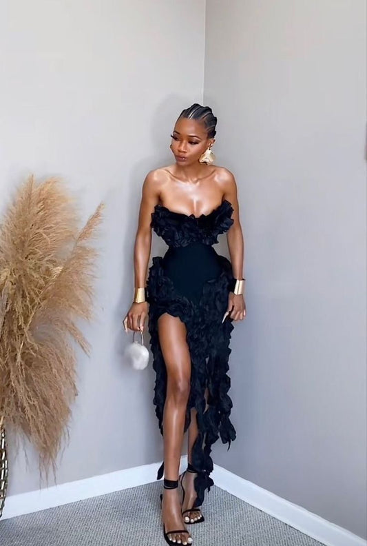 Vestidos de fiesta negros sexys sin tirantes, vestidos formales de verano para invitadas de boda, trajes para invitadas de boda D2631