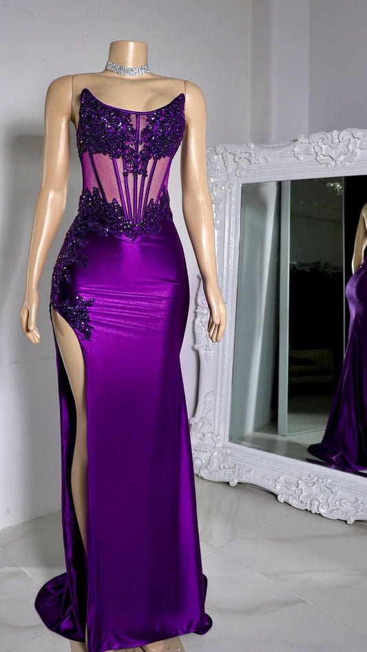 Vestido de fiesta largo de sirena sin tirantes, con escote en forma de uva, sexy, para cumpleaños, graduación, D2665