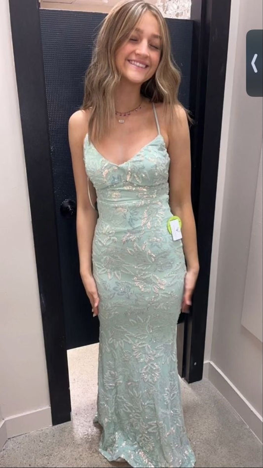 Hermoso vestido de sirena con cuello halter y encaje verde menta para cumpleaños número 23, vestido de fiesta, atuendos de cumpleaños para mujeres D2670