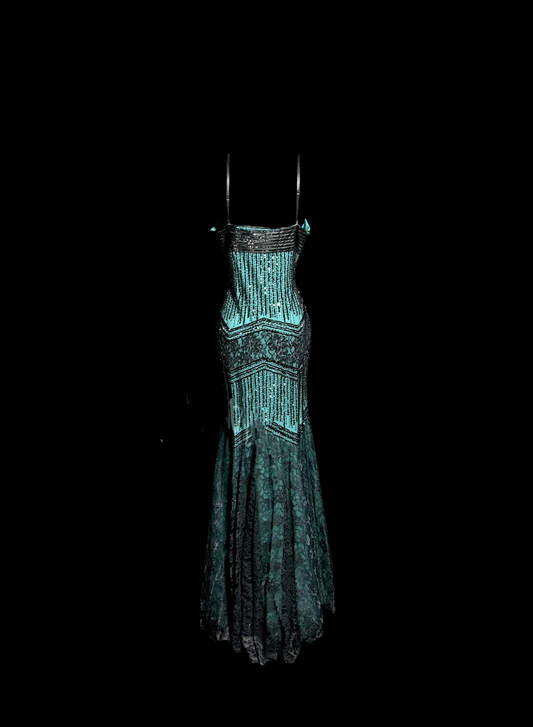 Aesthetic Mermaid Spaghetti Straps Green Prom Dress Long Party Dress SD2919