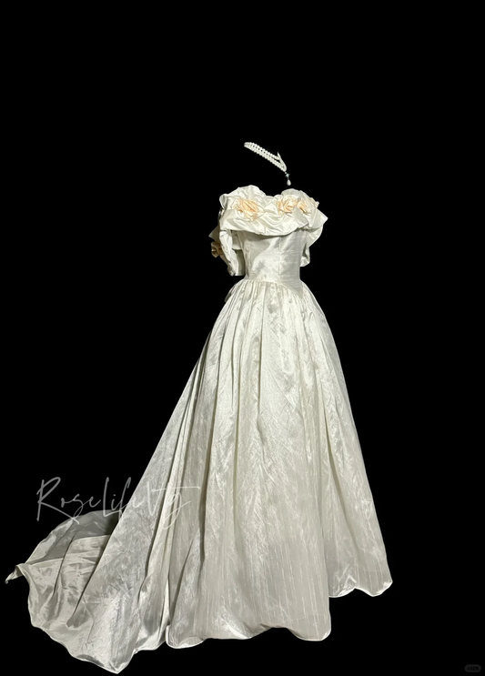 Classy Ball Gown Off The Shoulder Lace Ivory Long Wedding Dress Bridal Dresses SD2931