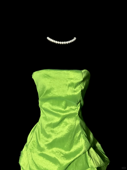 Classy A Line Strapless Taffeta Green Short Homecoming Dress Cocktail Dress Prom Dresses H2964