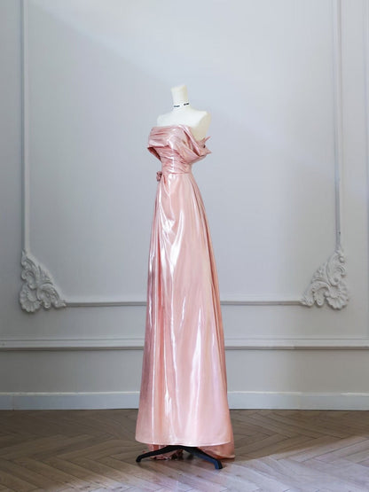 Pretty A Line Off The Shoulder Sequin Pink Long Prom Dresses Evening Gowns SD3813