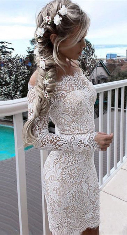 Vestido de encaje blanco para adolescentes: vestidos de fiesta cortos, sexys y asequibles.