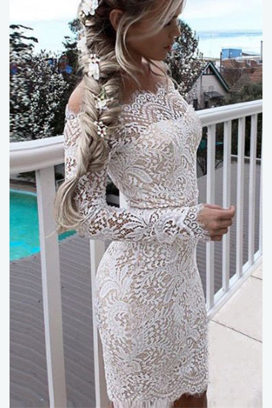 Vestido de encaje blanco para adolescentes: vestidos de fiesta cortos, sexys y asequibles.