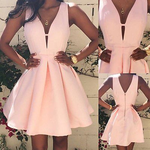 Fabulosos vestidos de fiesta rosas, vestidos de fiesta cortos de satén, vestidos de graduación