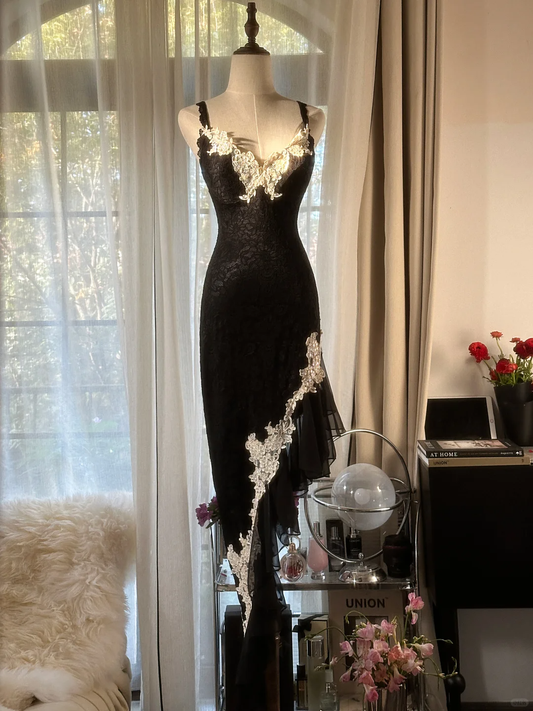 Sexy Sheath Spaghetti Strap White Appliques Lace Chiffon Party Dress Cocktail Dress SH2945