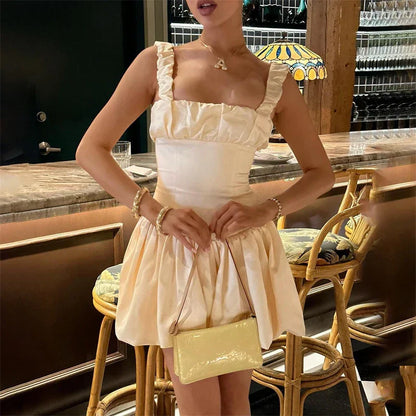 Cute A Line Straps Corset Ivory Satin Short Homecoming Dress Birthday Dress SH1922