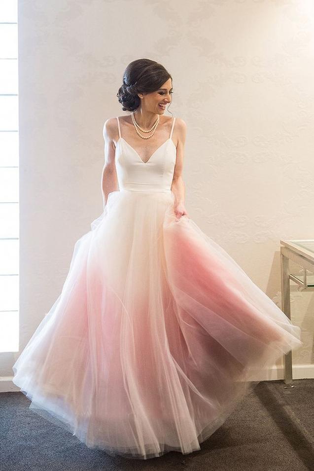 A-line Ombre Prom Dress Low Back Simple Long Evening Gown GP28