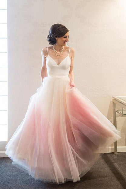 A-line Ombre Prom Dress Low Back Simple Long Evening Gown GP28