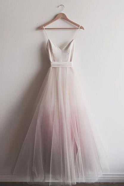 A-line Ombre Prom Dress Low Back Simple Long Evening Gown GP28