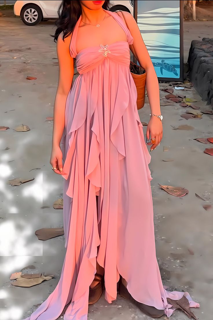 Sky Blue Ruffle Chiffon Party Dress, AST1743