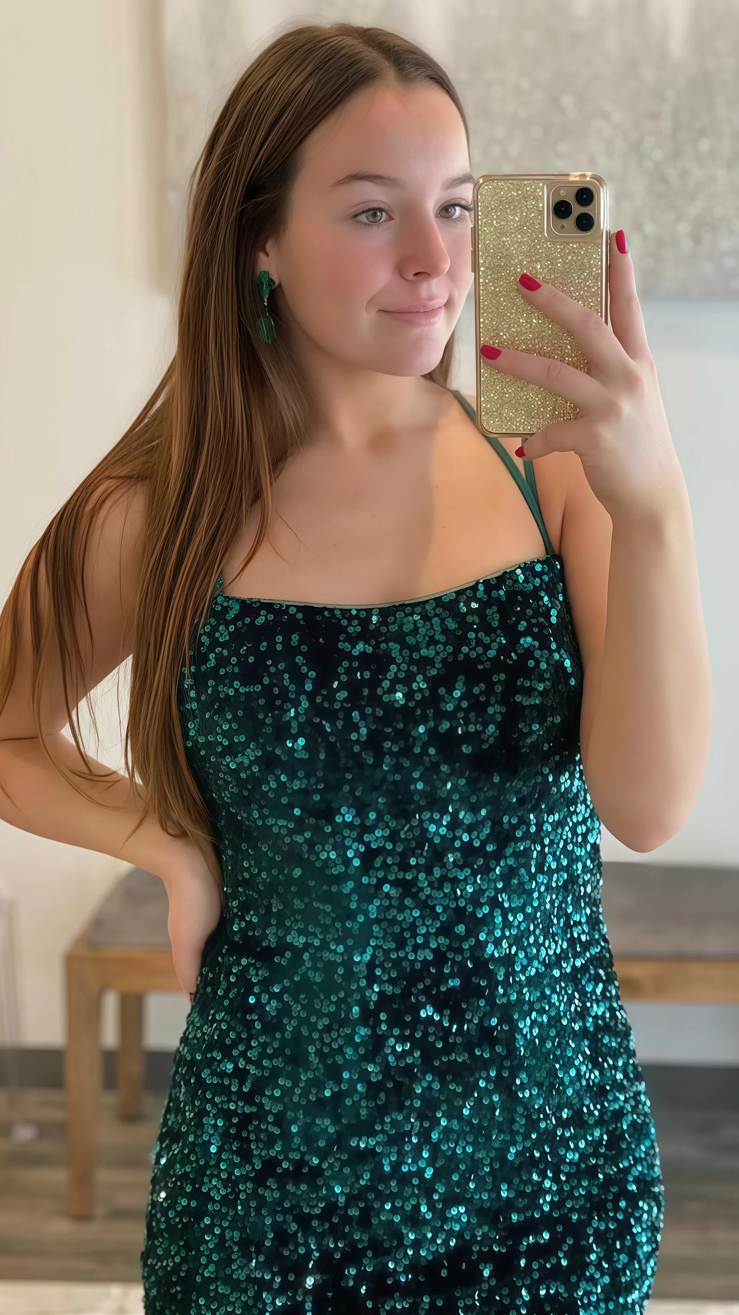 Spaghetti Straps Mermaid Long Prom Dress, Sequin Birthday Party Dress,AST1620