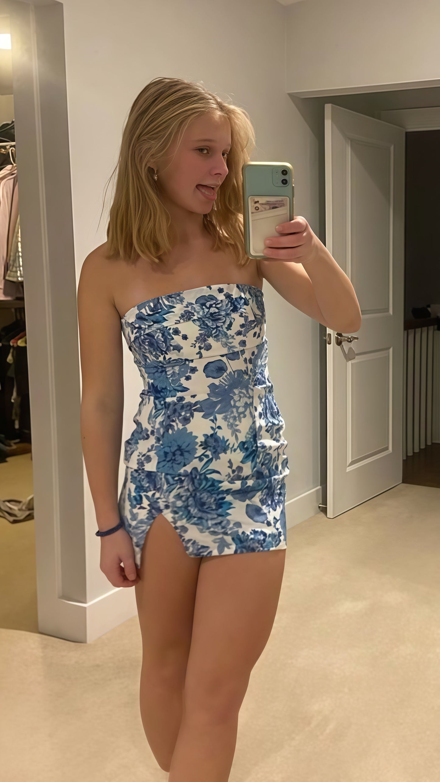 Strapless Bodycon Homecoming Dresses Floral Party Dress,AST1860
