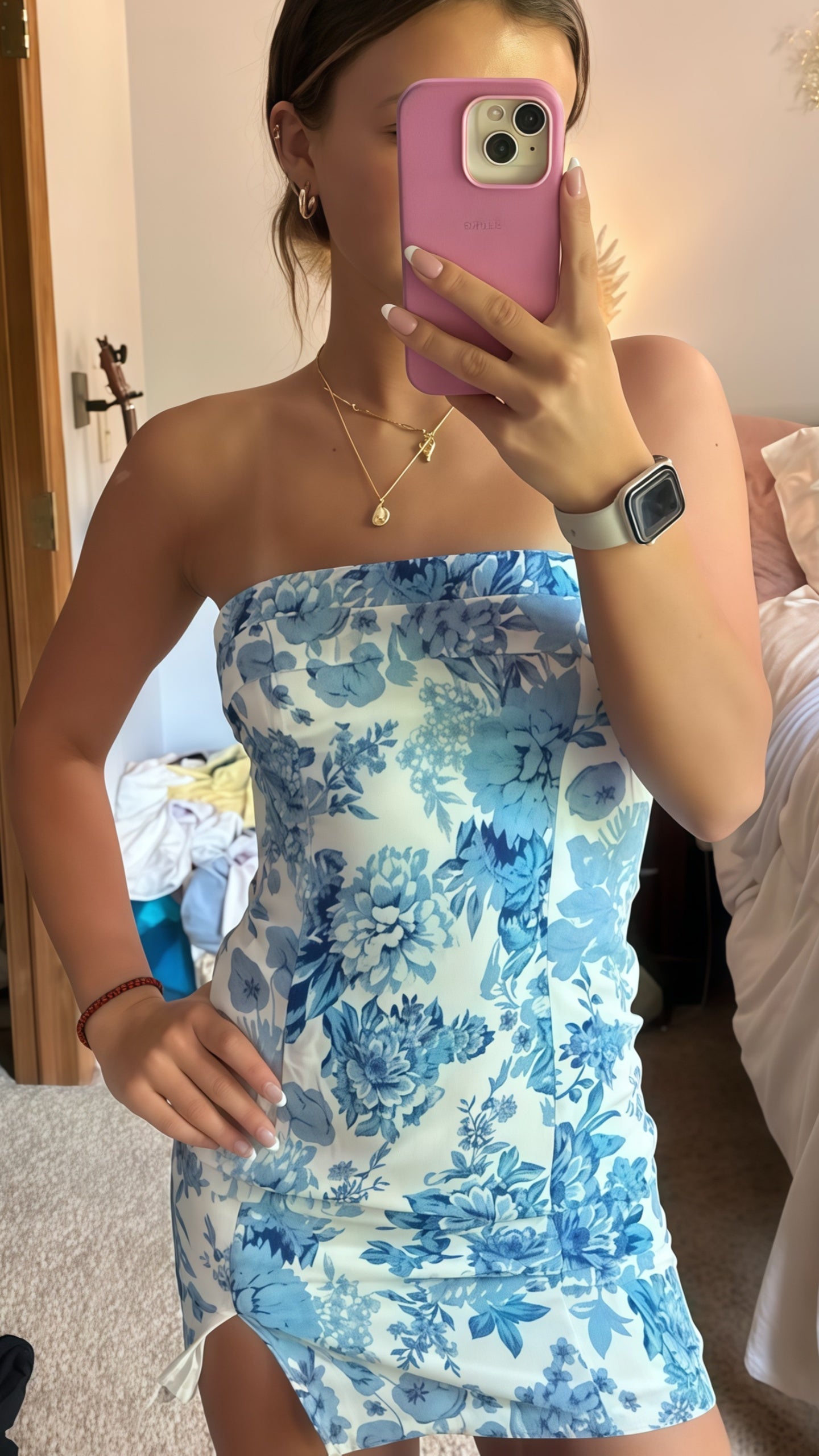 Strapless Bodycon Homecoming Dresses Floral Party Dress,AST1860