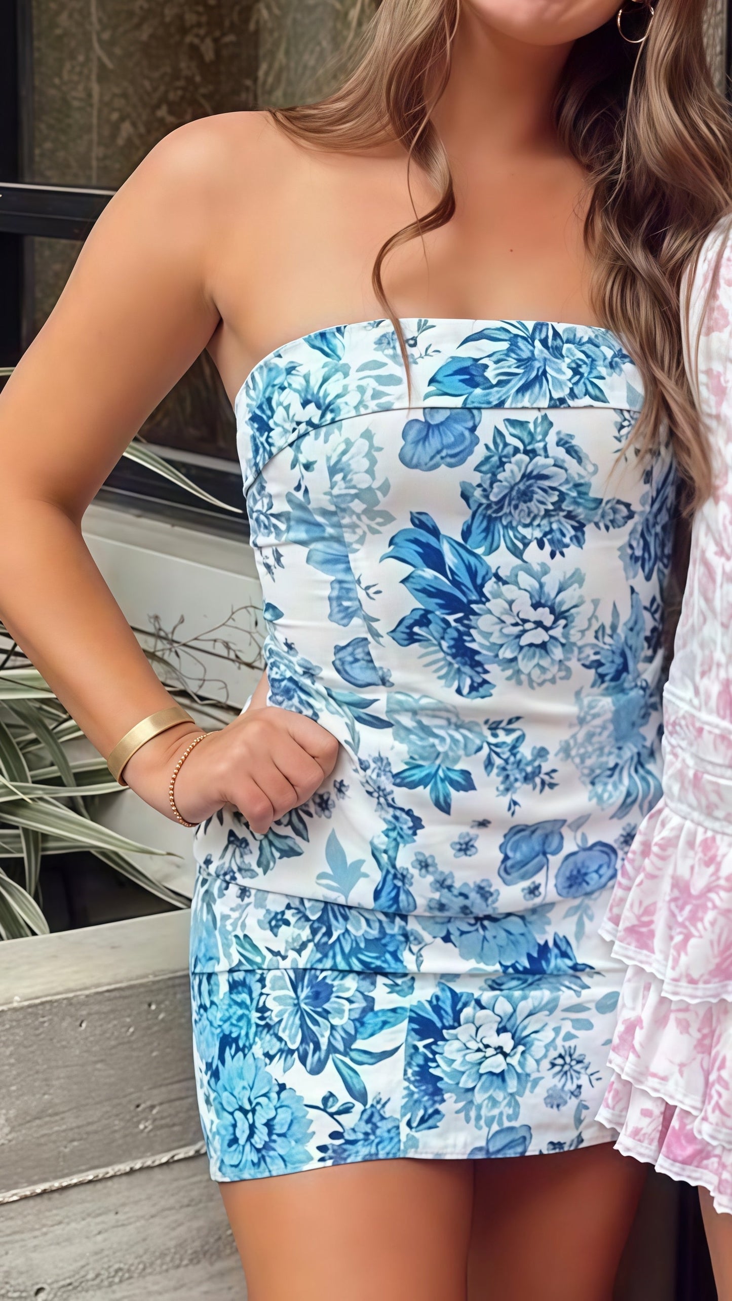 Strapless Bodycon Homecoming Dresses Floral Party Dress,AST1860