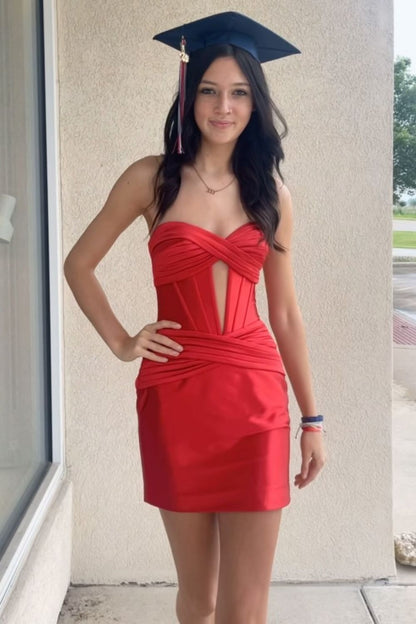 Stylish Turquoise Satin Sweetheart Neckline Short Tight Homecoming Dress
