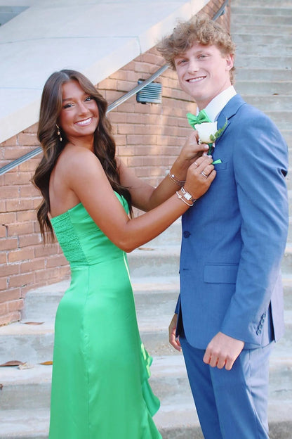 Sweetheart Emerald Green Irregular Hem Long Dress Formal Gown