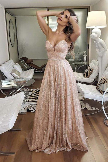 Sweetheart Sequin Long Prom Dress, Sparkly Evening Gown GP212